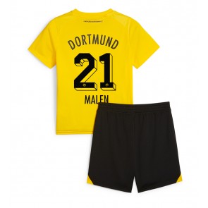 Borussia Dortmund Donyell Malen #21 Dětské Domácí dres komplet 2023-24 Krátký Rukáv (+ trenýrky)